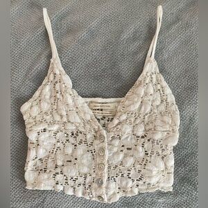 Urban Outfitters Ivory Lace Button-Up Camisole